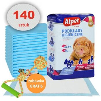 Alpet Podkłady higieniczne dla zwierząt do treningu czystości 60x60 cm 140szt. (10 x 14szt.) + gratis