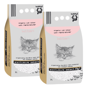 Bazyl Select Ag+ Kitten organiczny żwirek dla młodych kotów z jonami srebra 2x7l