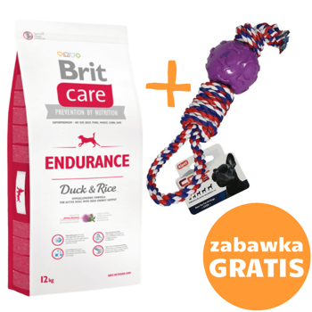 Brit Care Endurance Duck & Rice 12kg + Alpet Szarpak z gumową piłką 42cm GRATIS