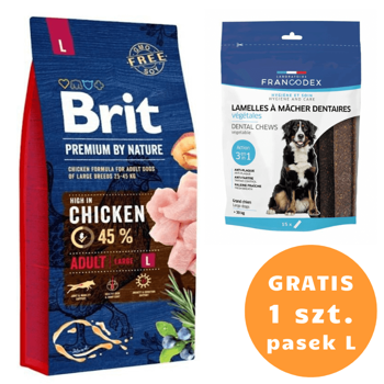Brit Premium By Nature Adult Large L 15kg + GRATIS gryzak Francodex 1szt.