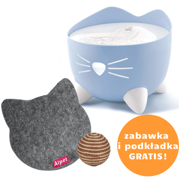 Catit Pixi fontanna dla kota, jasnoniebieska 2,5l + zabawka i podkładka GRATIS 
