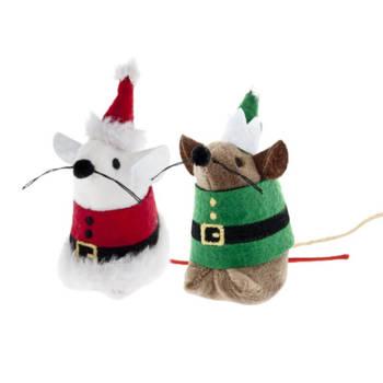 Eco Life świąteczna zabawka dla kota mysz Elf i Mikołaj 2 szt.