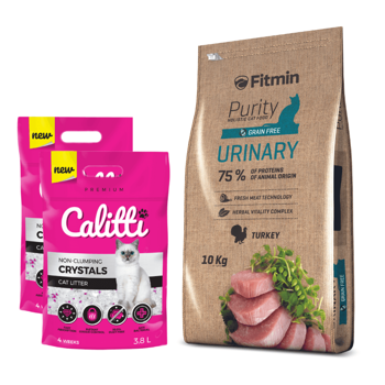 Fitmin Cat Purity Urinary karma sucha dla kotów 10kg + 2x3,8l żwirek Calitti GRATIS