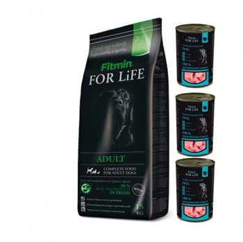 Fitmin For Life Adult All Breeds 15kg + karma mokra gratis!