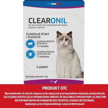 Francodex Clearonil krople przeciwko pchłom i kleszczom dla kotów powyżej 1kg 50mg 3szt.