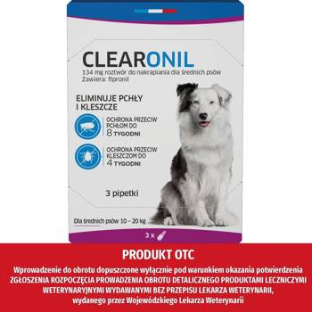Francodex Clearonil krople przeciwko pchłom i kleszczom dla średnich psów 10-20kg 134mg 3szt.