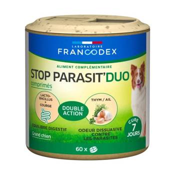 Francodex Karma uzupełniająca Stop Parasit'Duo - ochrona przed pasożytami dla dużych psów 60 tabl.