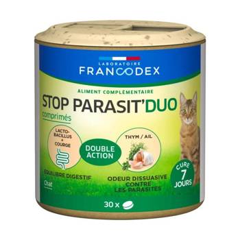 Francodex Karma uzupełniająca Stop Parasit'Duo - ochrona przed pasożytami dla kotów 30 tabl.
