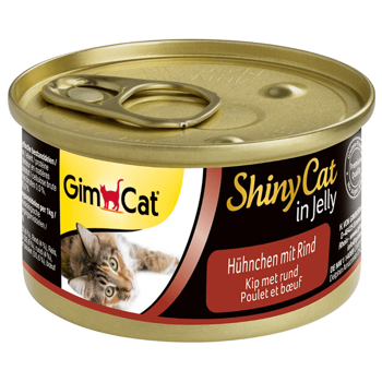 Gimcat Shinycat kawałki fileta z kurczaka i wołowiny w galaretce karma mokra dla kota 70g