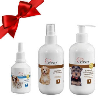Over Zoo Zestaw świąteczny dla szczeniąt rasy Yorkshire Terrier - szampon + odżywka + clean drop