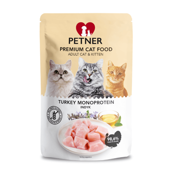 Petner Adult Cat karma mokra monoproteinowa z indykiem 85g
