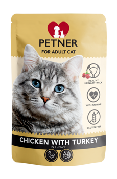 Petner Adult Cat karma mokra z kurczakiem i indykiem dla kotów 85g