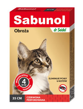 Sabunol obroża przeciw pchłom dla kotów czerwona 35cm