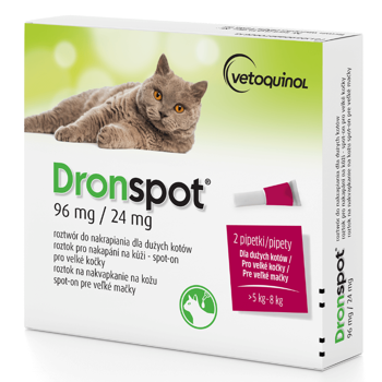 Vetoquinol Dronspot preparat na odrobaczenie dla dużych kotów powyżej 5kg 96mg/24mg