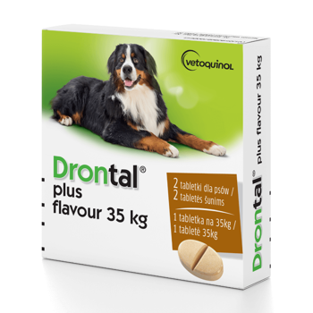 Vetoquinol Drontal Plus Flavour smakowe tabletki na odrobaczenie dla psów powyżej 35kg 2tab.