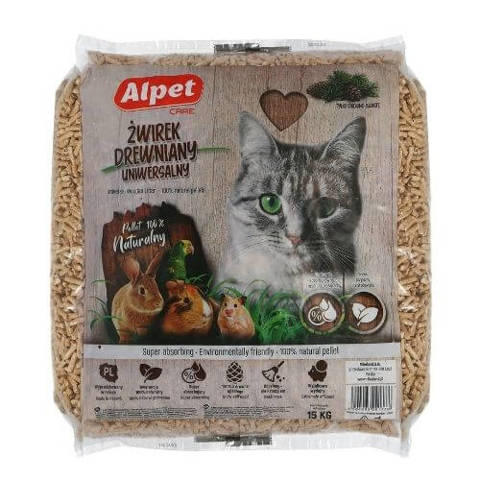 Alpet Żwirek drewniany uniwersalny Pellet 100% naturalny 15kg (30 litrów)