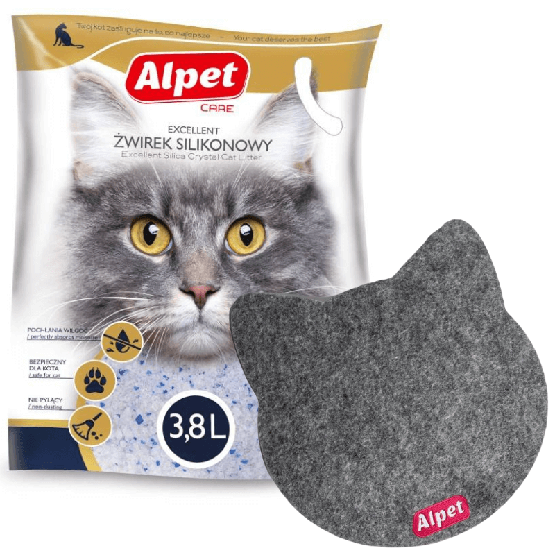 Alpet Żwirek silikonowy dla kota 3,8l + Podkładka pod miskę lub kubek "Kot"