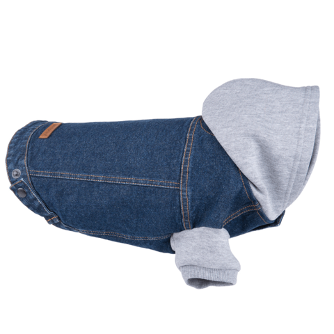 Amiplay Denim kurtka jeansowa z kapturem dla psa 40cm Miniature Schnauzer granatowa