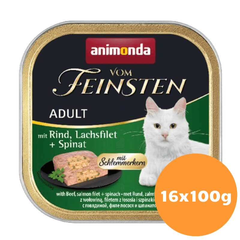 Animonda Vom Feinsten dla smakoszy wołowina, filet z łososia i szpinak 16x100g