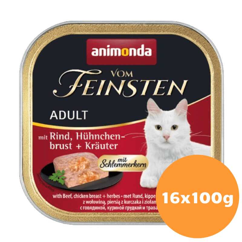 Animonda Vom Feinsten dla smakoszy wołowina z piersią kurczaka i ziołami 16x100g