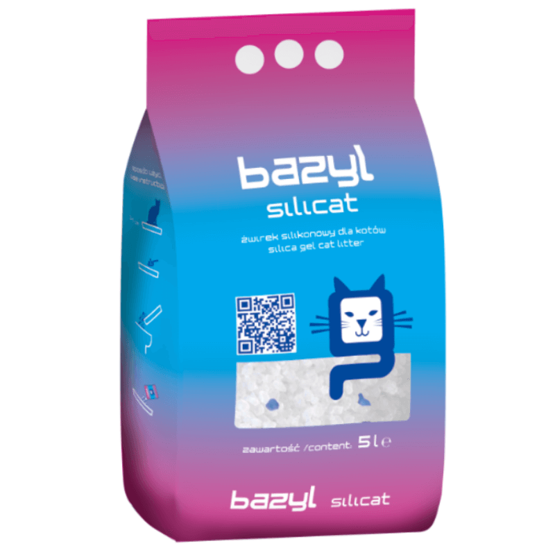 Bazyl Silicat bardzo lekki, silikonowy żwirek dla kotów 5l