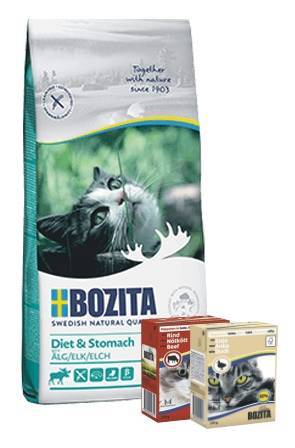 Bozita Feline Diet & Stomach 10kg + 2x karma mokra 370g GRATIS!