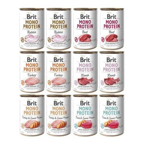Brit Mono Protein MIX smaków 24x400g