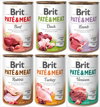Brit Pate & Meat MIX 6 smaków 6x400g