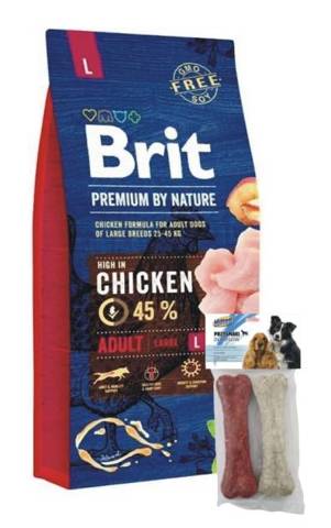 Brit Premium By Nature Adult Large 15kg + przysmak gratis!