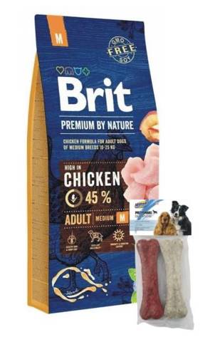 Brit Premium By Nature Adult Medium M 15kg + przysmak gratis!