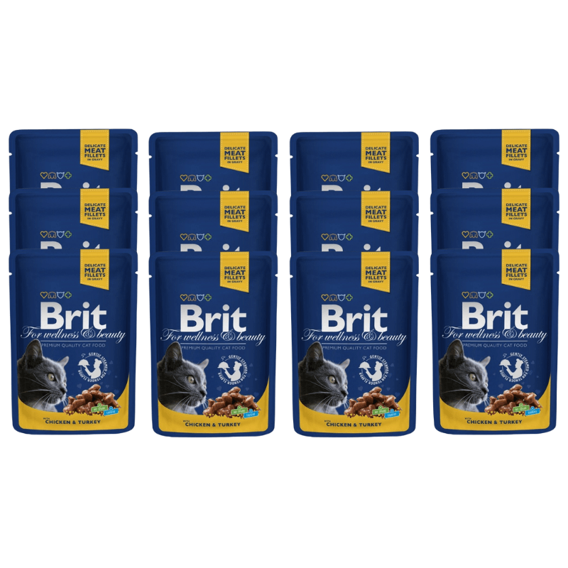 Brit Premium Cat Adult saszetka z kurczakiem i indykiem 12x100g