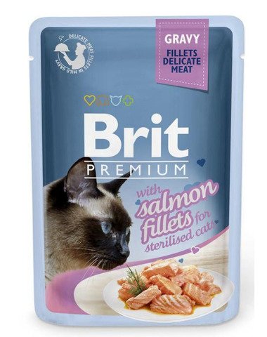 Brit Premium Cat Fillets in Gravy for Sterilised łosoś 85g