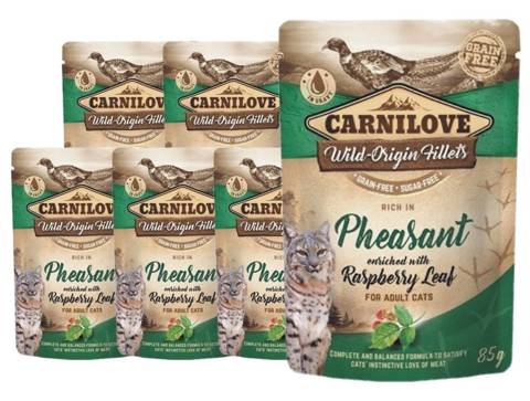 Carnilove Cat Pouch Pheasant&Raspberry Leaves karma mokra dla kotów saszetka 6x85g