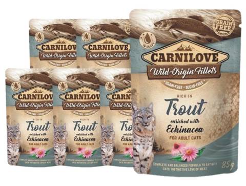 Carnilove Cat Pouch Trout&Echinacea karma mokra dla kotów saszetka 6x85g