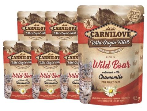 Carnilove Cat Pouch Wild Boar&Chamomile karma mokra dla kotów saszetka 6x85g