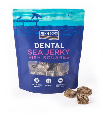 Fish4Dogs Dental Sea Jerky Fish Squares skóra rybna 115g
