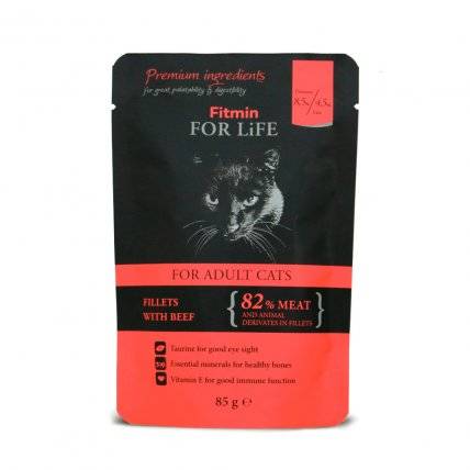Fitmin For Life Cat Pouch Beef - fileciki w sosie 85g