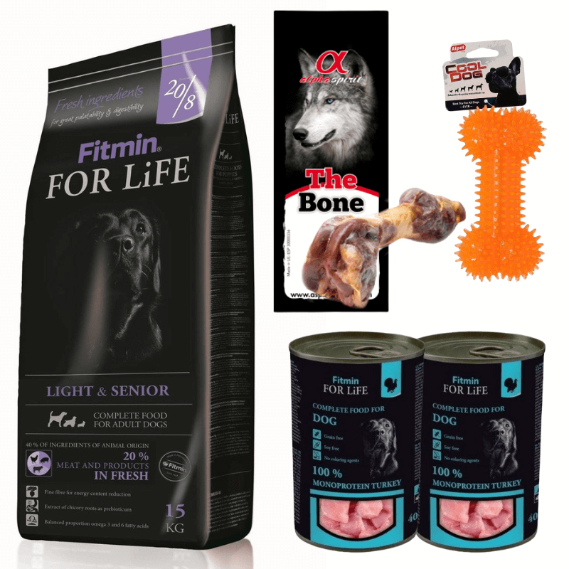 Fitmin For Life Light & Senior 15kg + zabawka, przysmak i karmy mokre GRATIS