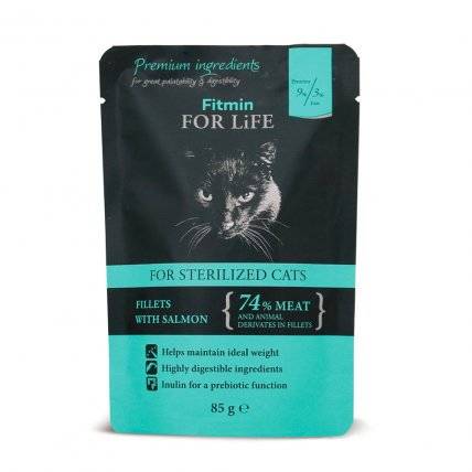 Fitmin For Life Sterilised Cat Pouch Salmon - fileciki w sosie 85g