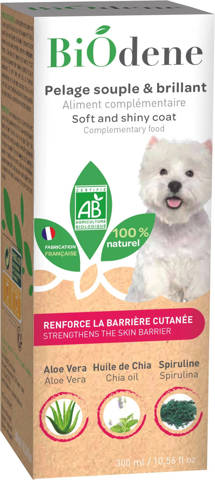 Francodex Karma uzupełniająca dla psów Biodene Jedwabista i lśniąca sierść 300 ml