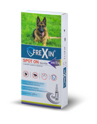 Frexin Krople przeciwko ektopasożytom na bazie olejków naturalnych dla psa o wadze powyżej 15kg 1x1,8ml
