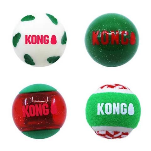 KONG Holiday Ball świąteczna piłka dla psa M 4szt.