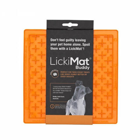 LickiMat Buddy antystresowa mata do lizania dla psa i kota pomarańczowa 20x20cm