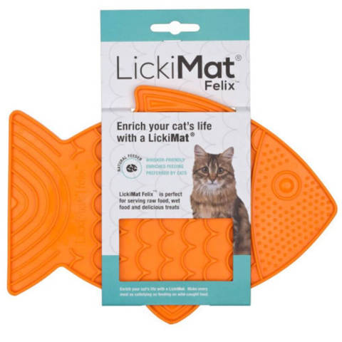 LickiMat Felix antystresowa mata do lizania dla kota pomarańczowa ryba 22x15cm