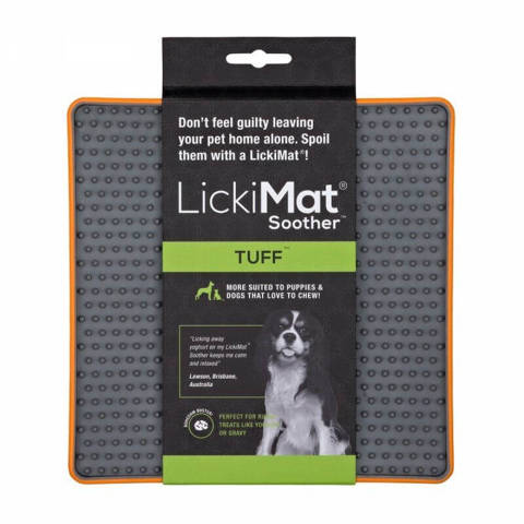 LickiMat Soother Tuff antystresowa mata do lizania dla psa i kota pomarańczowa 20x20cm
