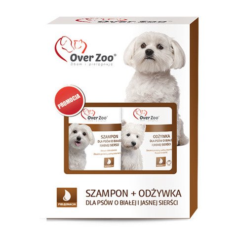 Over Zoo Zestaw dla psów o białej i jasnej sierści - szampon + odżywka 490ml