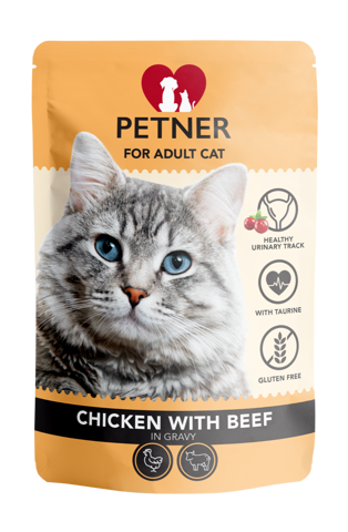 Petner Adult Cat karma mokra z kurczakiem i wołowiną dla kotów 85g