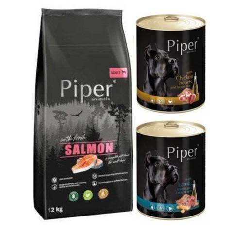 Piper Animals z łososiem 12kg + karma mokra gratis!