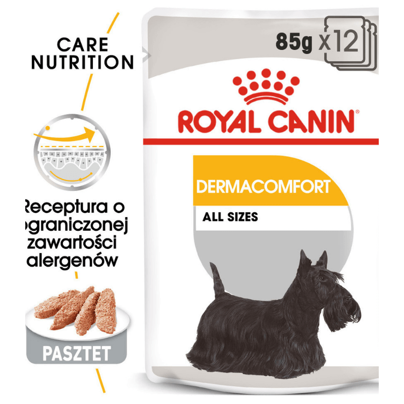 ROYAL CANIN CCN Dermacomfort karma mokra - pasztet dla psów dorosłych o wrażliwej skórze, skłonnej do podrażnień 12x85g