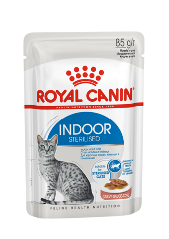 ROYAL CANIN Indoor Sterilised w sosie karma mokra w sosie dla kotów dorosłych, sterylizowanych, przebywających wyłącznie w domu 12x85g